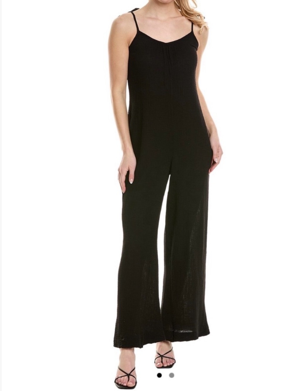 Stateside Black Guaze Tie-Shoulder Jumpsuit